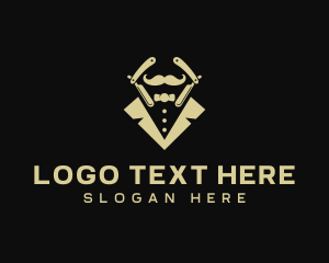 Suit - Gentleman Mustache Razor logo design