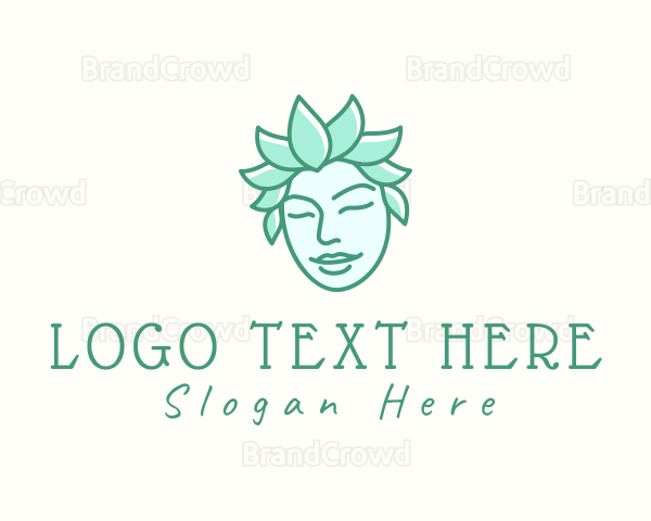 Eco Leaves Woman Face Logo