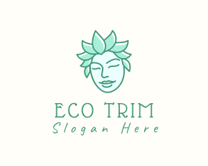 Eco Leaves Woman Face logo design