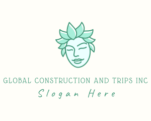 Green - Eco Leaves Woman Face logo design