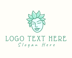 Relaxation - Eco Leaves Woman Face logo design