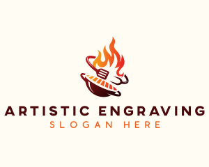 Roast Grill Flame  logo design