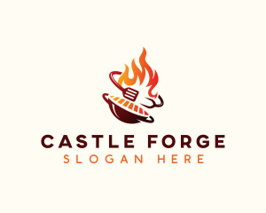 Roast Grill Flame  logo design