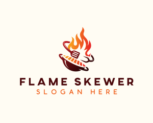 Roast Grill Flame  logo design