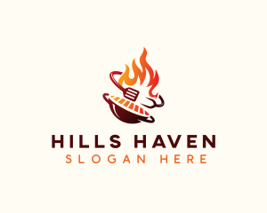 Roast Grill Flame  logo design