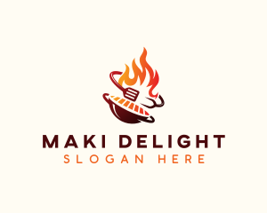 Roast Grill Flame  logo design