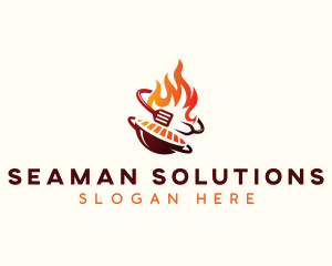 Roast Grill Flame  logo design