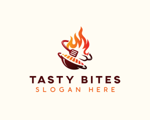 Cook - Roast Grill Flame logo design