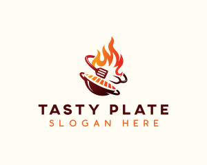 Dish - Roast Grill Flame logo design