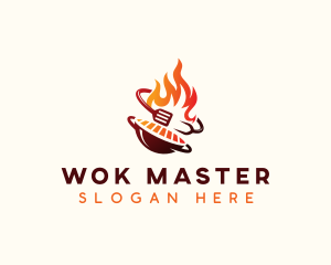 Wok - Roast Grill Flame logo design