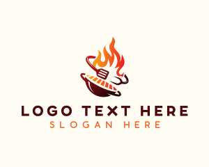 Grill - Roast Grill Flame logo design