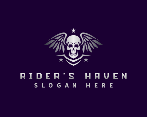 Biker - Wing Biker Skull logo design