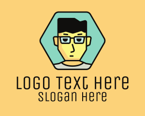 Glasses - Boy Hexagon Badge logo design