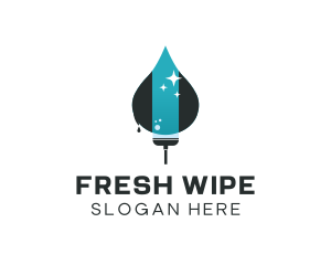 Wipe - Squilgee Water Drop Cleaning logo design