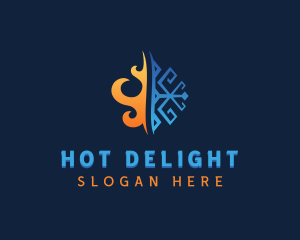 Fire Ice Heating Cooling logo design