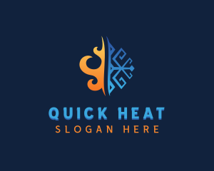 Fire Ice Heating Cooling logo design