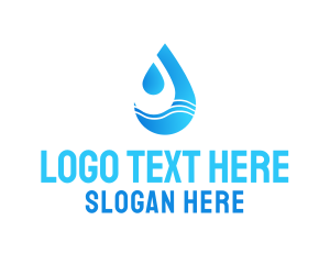 H2o - Water Wave Droplet logo design