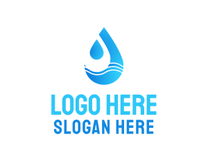 Water Supply - Water Wave Droplet logo design