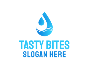 Distilled - Water Wave Droplet logo design
