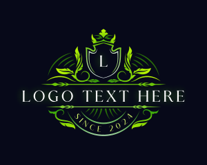 Eco - Leaf Crown Crest logo design