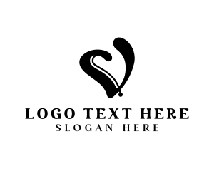 Black And White - Abstract Heart Letter V logo design