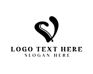 Black And White - Abstract Heart Letter V logo design