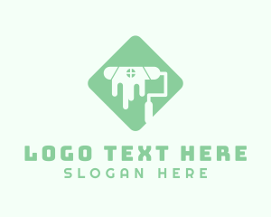 Painting - Green House Paint Roller logo design