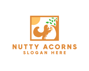 Squirrel Acorn Tree logo design