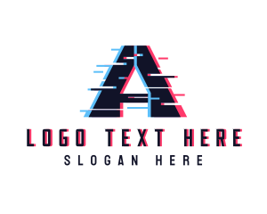 Anaglyph - Software Glitch Letter A logo design
