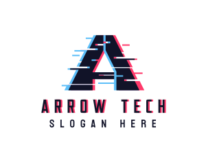 Software Glitch Letter A logo design