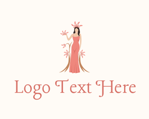 Lady - Woman Floral Goddess logo design