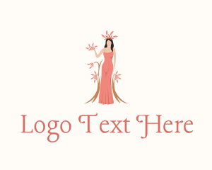 Cabaret - Woman Floral Goddess logo design