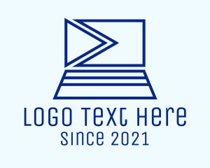 Technology - Play Button Laptop logo design