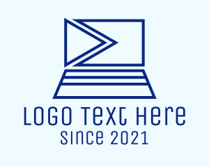 Flag - Play Button Laptop logo design