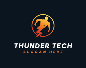 Electrician Thunder Man logo design