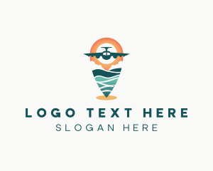 Waves - Airplane Flight Pin Locator logo design