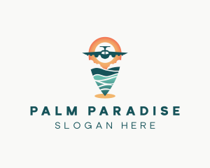 Tropics - Airplane Flight Pin Locator logo design