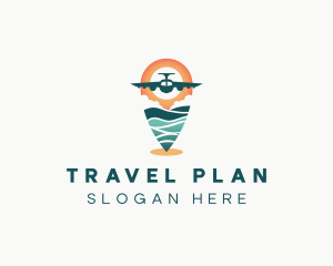 Itinerary - Airplane Flight Pin Locator logo design