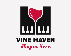 Wine Bar - Grand Piano Wine logo design