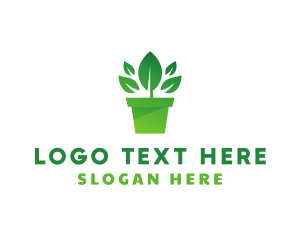 Clay Pot - Green Leaf Pot logo design