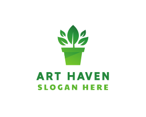 Green Leaf Pot  logo design