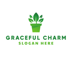 Green Leaf Pot  logo design