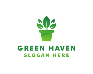 Green Leaf Pot  logo design