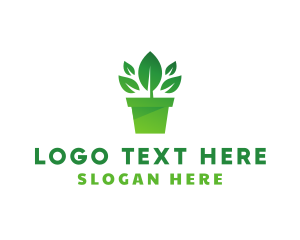 Orchid - Green Leaf Pot logo design