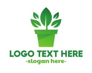 Healthy Living - Green Leaf Pot logo design