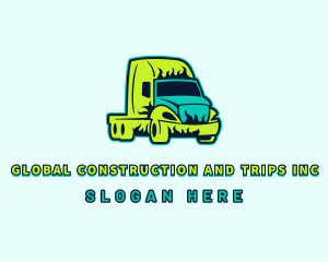 Trailer - Truck Vehicle Flame logo design