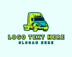 Toy Truck - Truck Vehicle Flame logo design