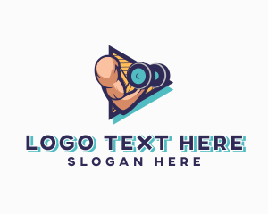 Workout - Muscle Arm Weightlifting logo design