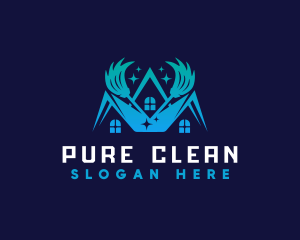 Janitorial Cleaning Broom  logo design