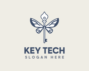 Abstract Key Wings logo design